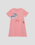 Character Tom N Jerry Serut Pinggang Midi Dress Anak Perempuan