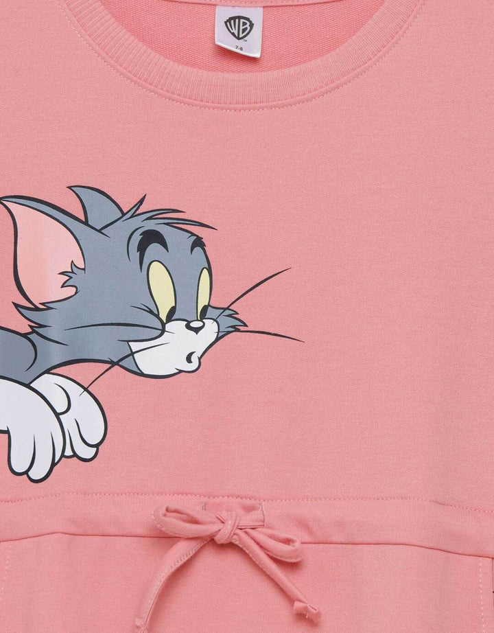 Character Tom N Jerry Serut Pinggang Midi Dress Anak Perempuan