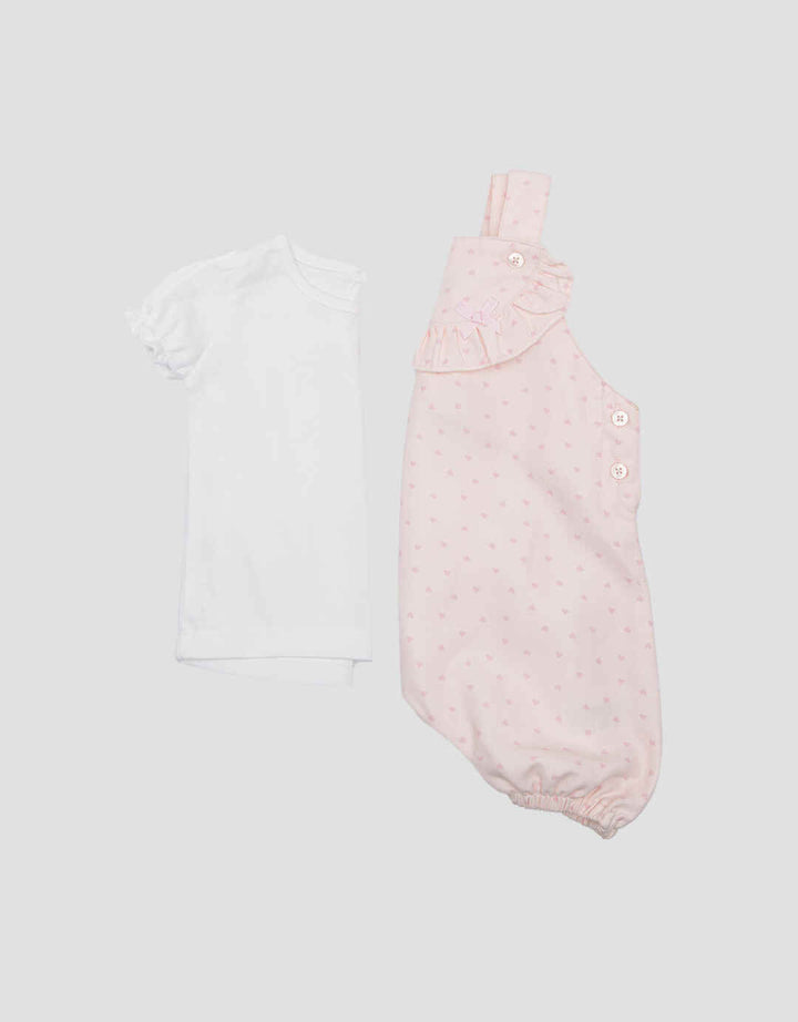 Pipiniko Heart Print Overall Set Anak Perempuan