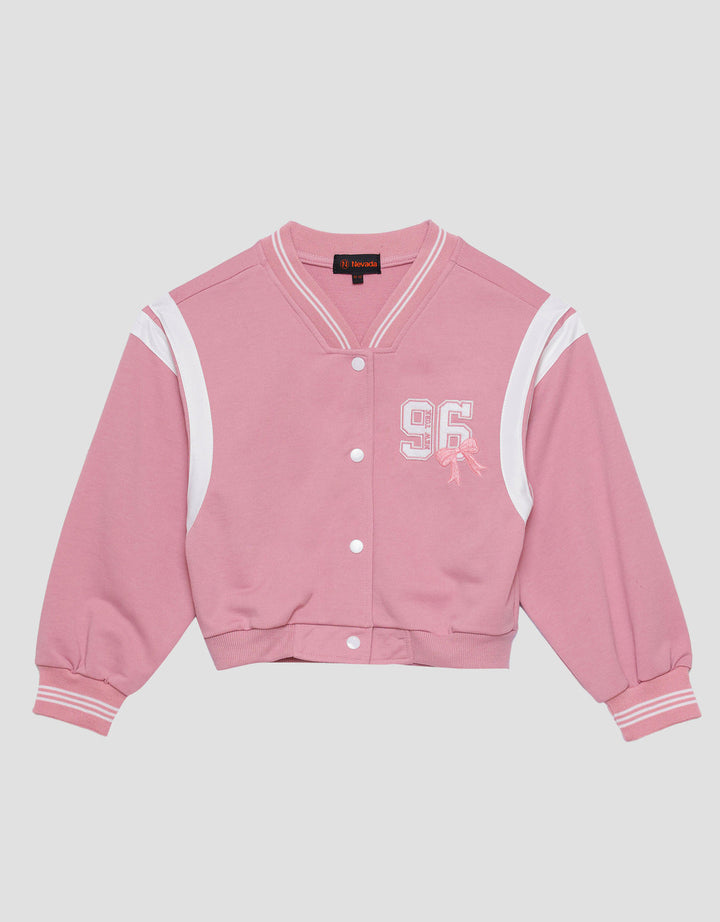 Nevada Varcity Embro Number Ribbon Jaket Bomber Anak Perempuan