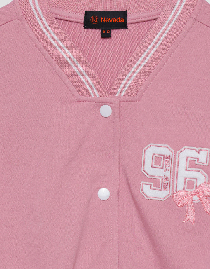 Nevada Varcity Embro Number Ribbon Jaket Bomber Anak Perempuan