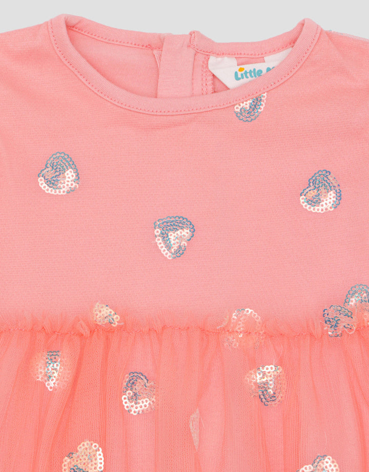 Little M Sequin Heart Dress Bayi
