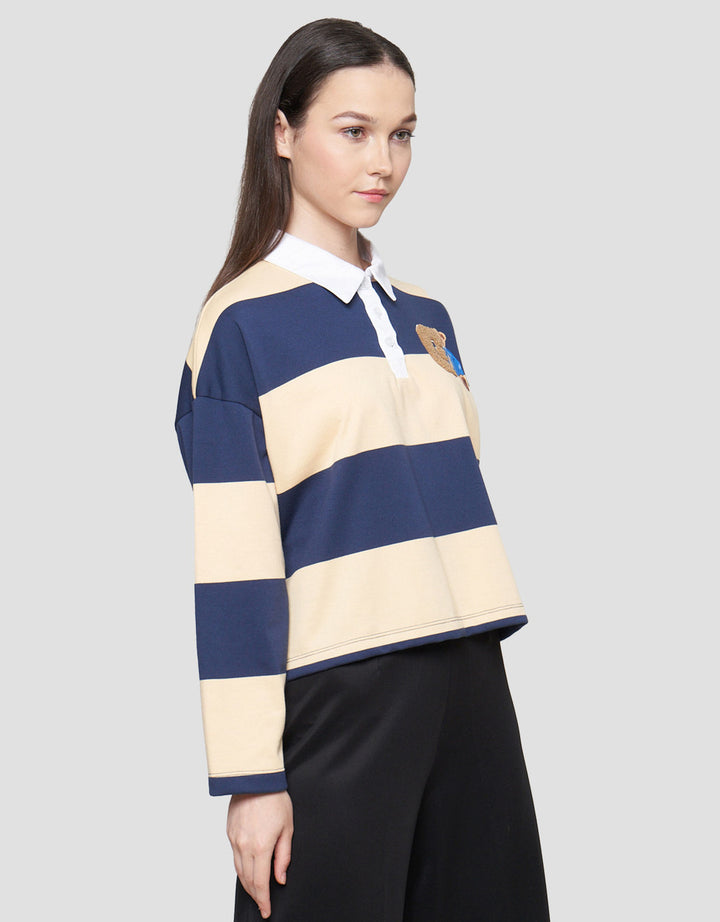 Nevada Crop French Stripe Sweater Wanita