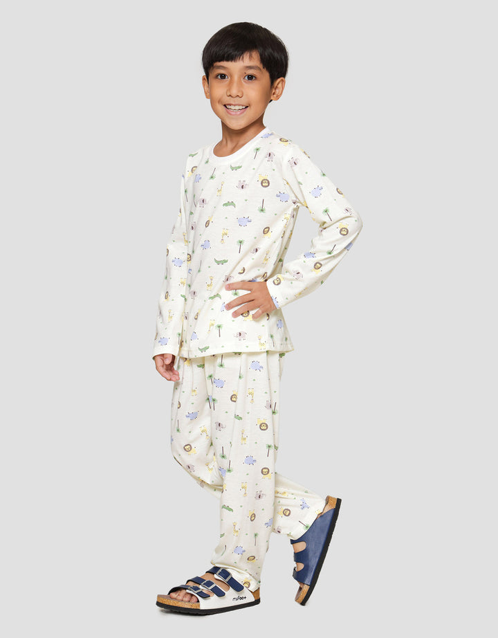 Little M  Print Animal Palm Tree Setelan Piyama Anak Laki-laki