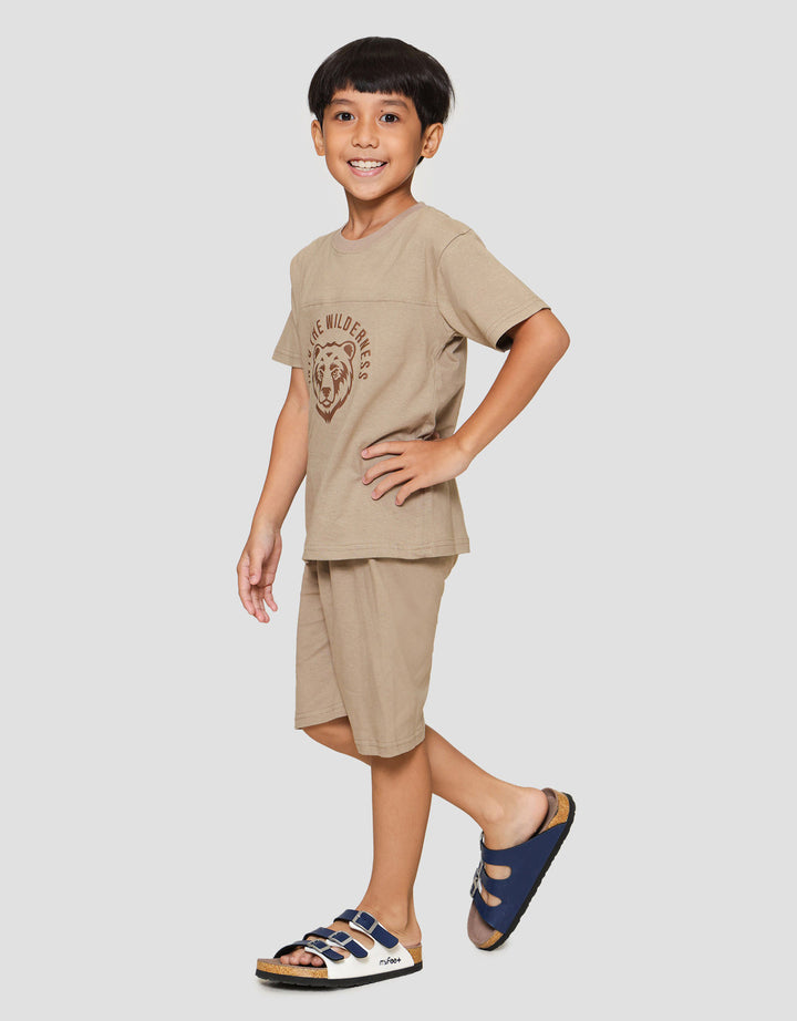 Little M In To Wilderness Bear Pakaian Setelan Anak Laki-laki