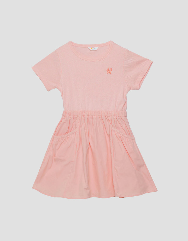 Little M Combi Rib Woven Midi Dress Anak Perempuan
