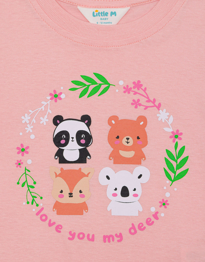Little M Print 4 Animals Kaos Bayi Perempuan