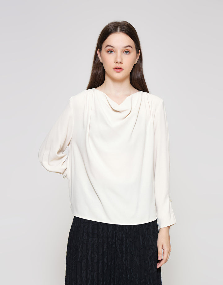 ZES Long Sleeve Blouse Drape Button On MPRWT017 MPRWT017