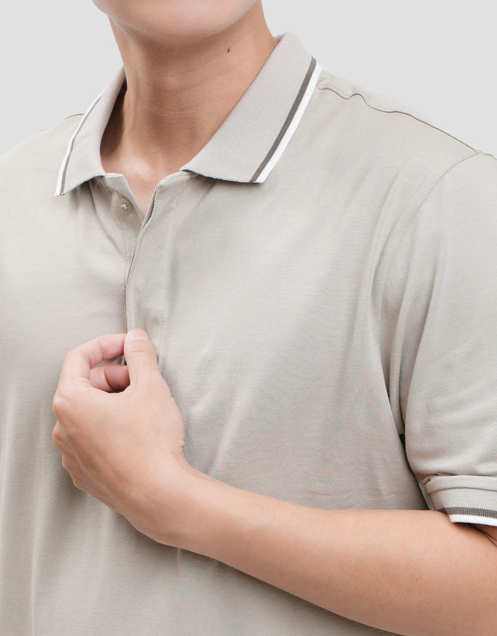 Cole Fancy Solid Jersey Spandex Collar Lis Kaos Polo Pria