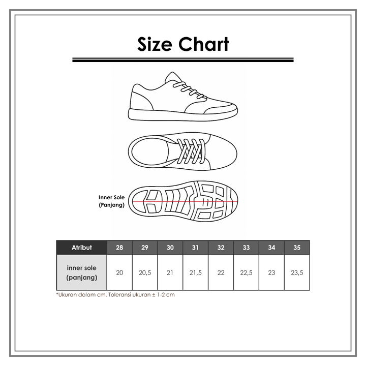 Size Chart_Character_Sepatu Anak Perempuan_Boots