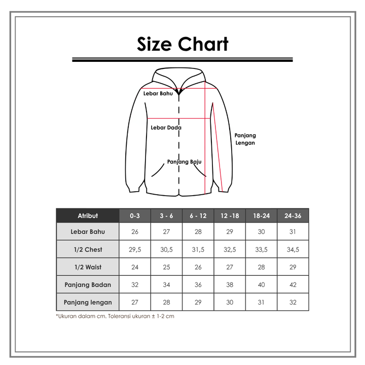 Size Chart_Disney_Outerwear Anak Perempuan_Sweatshirt