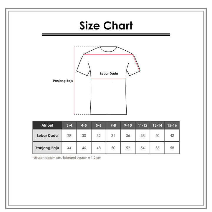 Size Chart_Disney_Anak Perempuan_Atasan Anak Perempuan_Kemeja