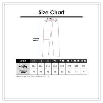 Size Chart_Disney_Anak Perempuan_Bawahan Anak Perempuan_Chinos