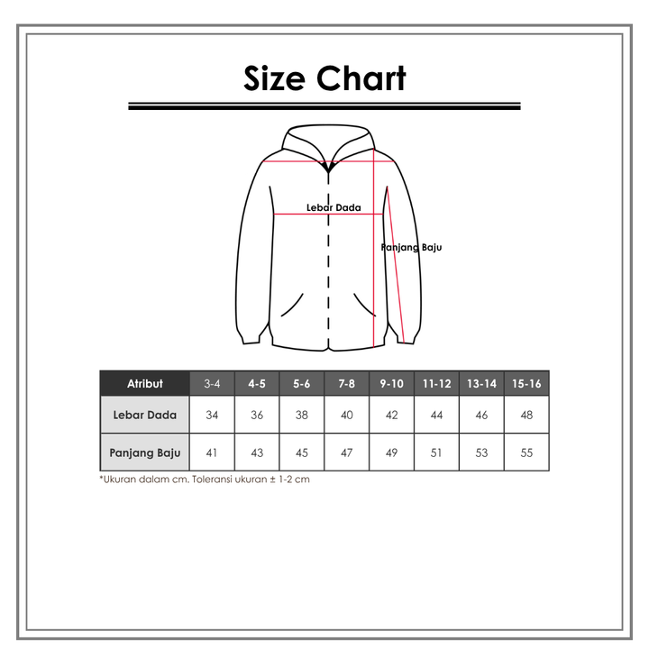 Size Chart_Disney_Anak Perempuan_Outerwear Anak Perempuan_Sweatshirt