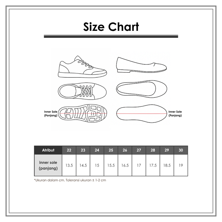 Size Chart_Little M_Wanita_Sepatu Anak Perempuan_Sneakers