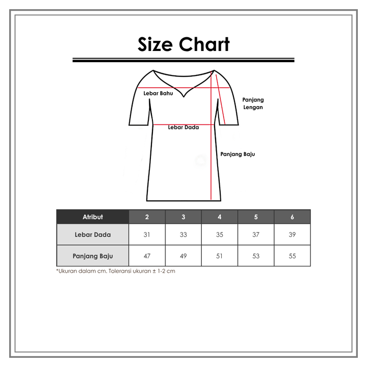 Size Chart_Little M_Wanita_Atasan Anak Perempuan_Blouse