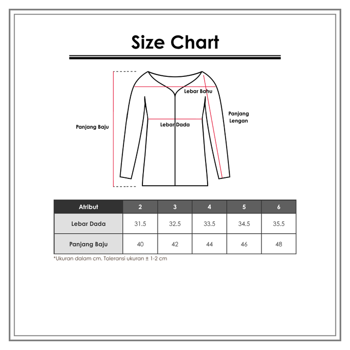 Size Chart_Little M_Wanita_Outerwear Anak Perempuan_Cardigan