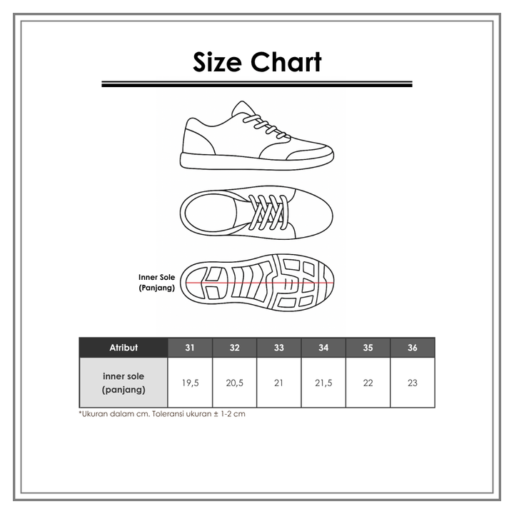 Size Chart_Nevada Shoes_Sandal Anak Laki-Laki_Slip On