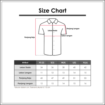 Size Chart_Nevada_Atasan Anak Laki-Laki_Kemeja