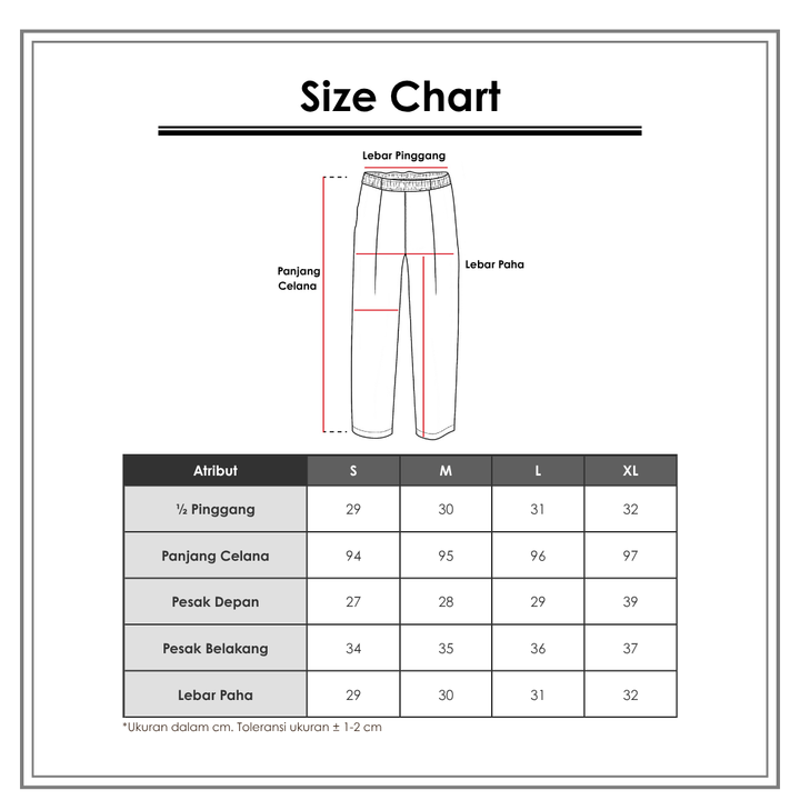 Size Chart_ST. YVES_Pakaian Dalam & Baju Tidur_Piyama