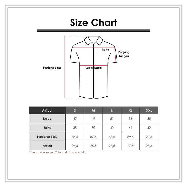 Size Chart_St Yves_Kemeja_Casual