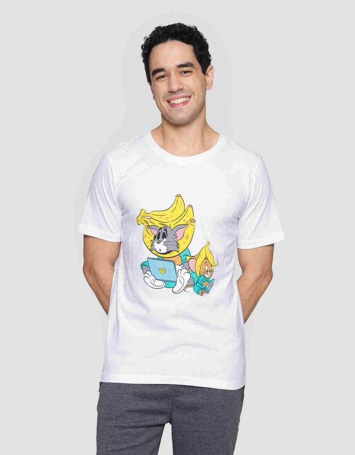 T Zone Wb Tom And Jerry Banana Print Men's Short Sleeve T-Shirt