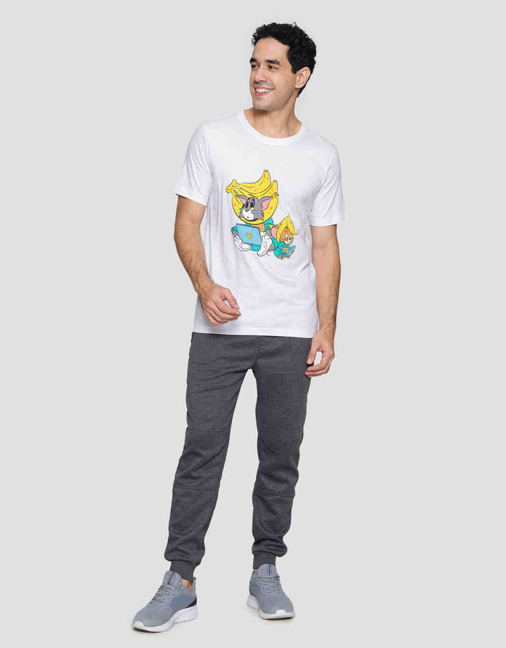 T Zone Wb Tom And Jerry Banana Print Men's Short Sleeve T-Shirt