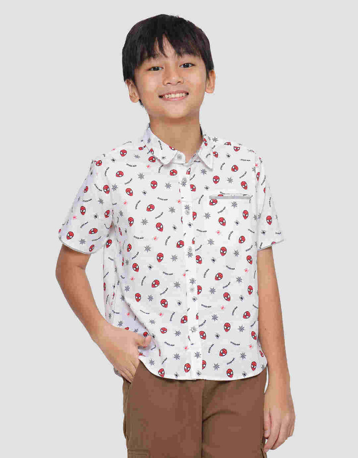 Marvel Spiderman Face Fullprint Kemeja Lengan Pendek Anak Laki-Laki