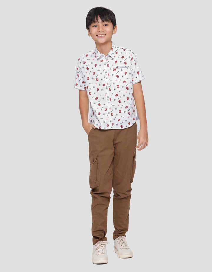 Marvel Spiderman Face Fullprint Kemeja Lengan Pendek Anak Laki-Laki