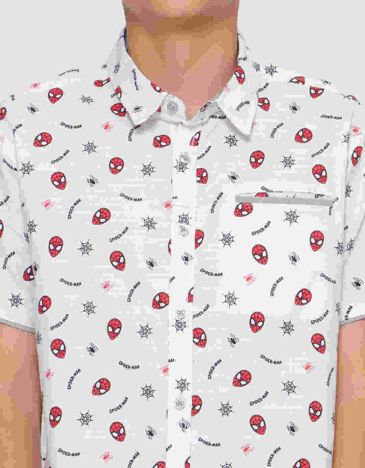 Marvel Spiderman Face Fullprint Kemeja Lengan Pendek Anak Laki-Laki