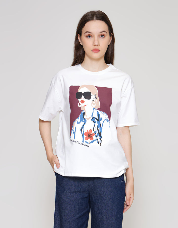 ZES Woman 2 Print Kaos Oversize Wanita CRLVT049