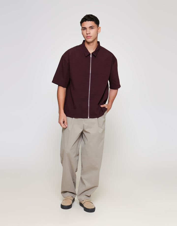 ZES Zipped Textured Kemeja Pria OWEN