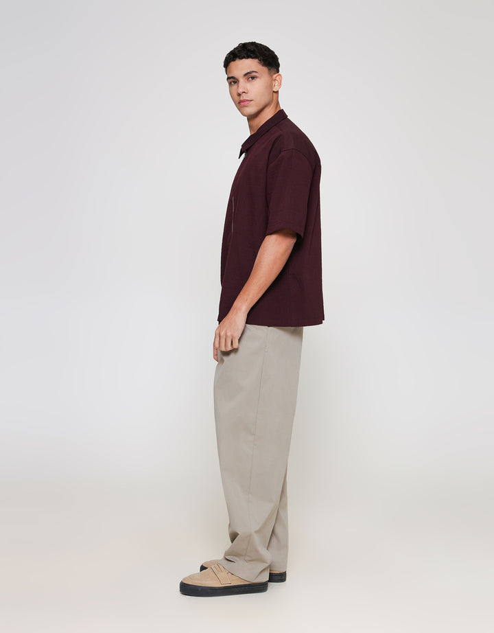 ZES Zipped Textured Kemeja Pria OWEN