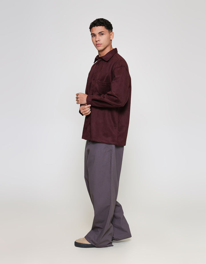 ZES Overshirt Faux Suede With Pocket Simon Kemeja Pria SIMON