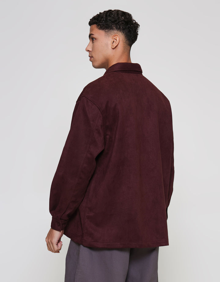 ZES Overshirt Faux Suede With Pocket Simon Kemeja Pria SIMON