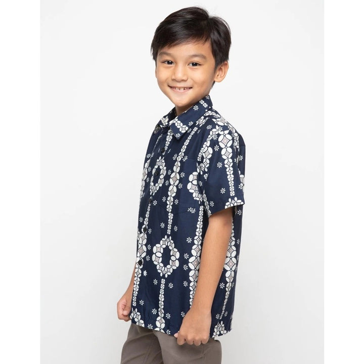 Arjuna Weda Children's Batik Shirt Kawung Baris