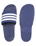 Adidas Adilette Three Stripes Comfort Blue Sandal Slider Pria