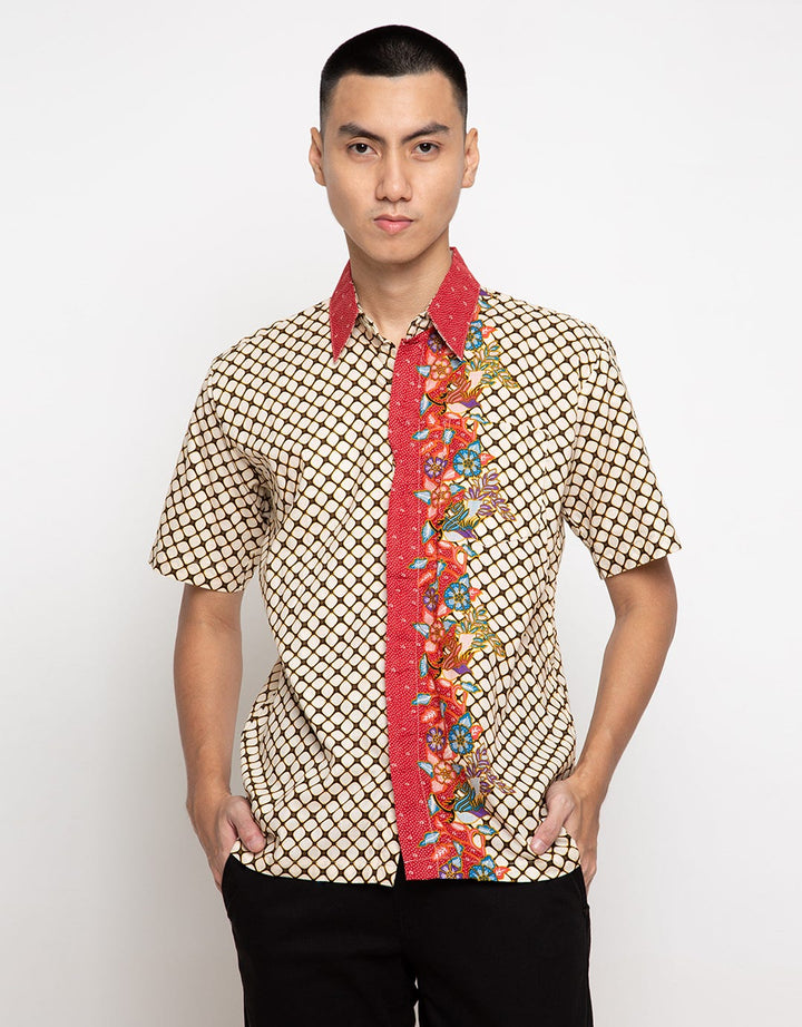 Adikusuma Cotton Batik Shirt with Kawung Background 542111048