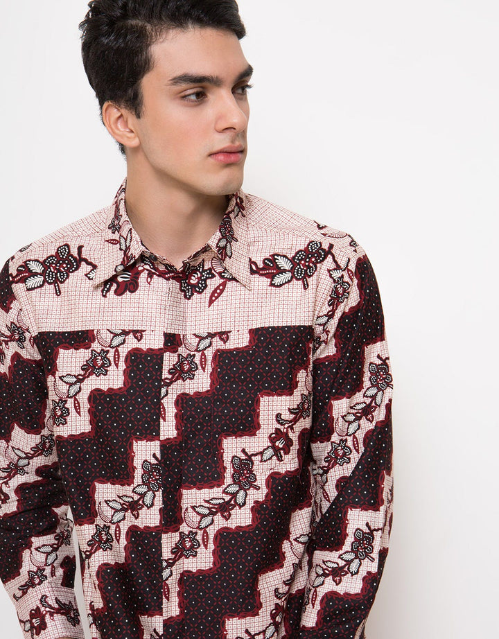 Arjuna Weda Kembang Striped Men's Batik Shirt