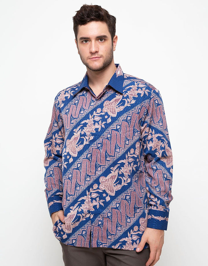 Arjuna Weda Brown Butterfly Slope Batik Shirt