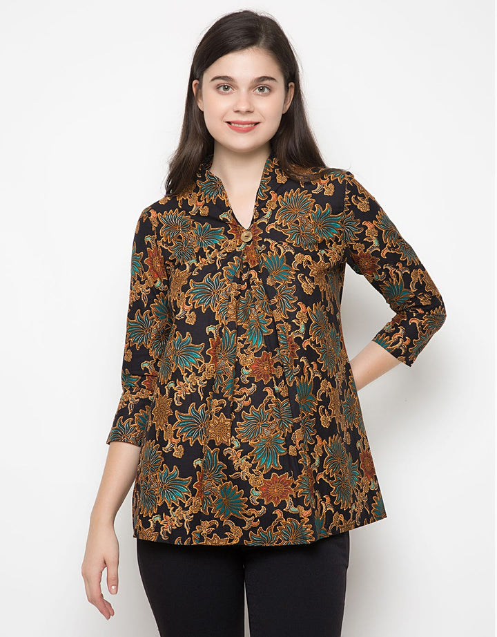 Arjuna Weda Batik Blouse with Aster Flower Motif