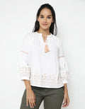 LEB TOP WVN EMB PINK