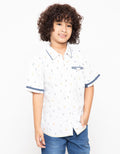 Little M Bike Print Boys Short Sleeve Shirt