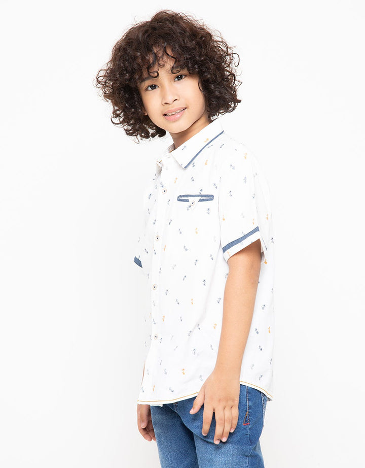 Little M Bike Print Boys Short Sleeve Shirt