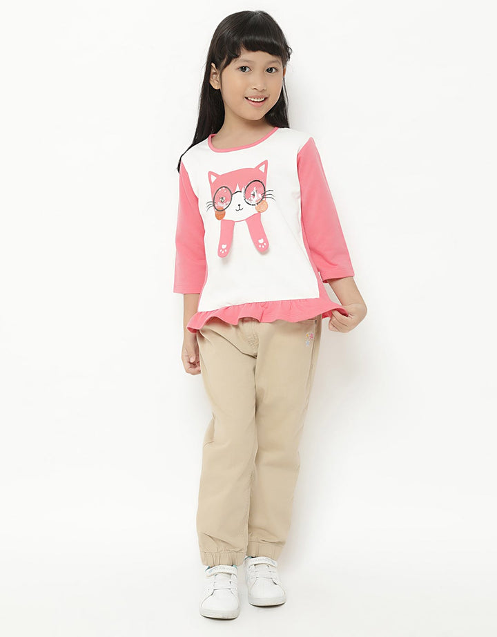 Little M T-Shirt Lengan Panjang Cat Kacamata Anak Perempuan