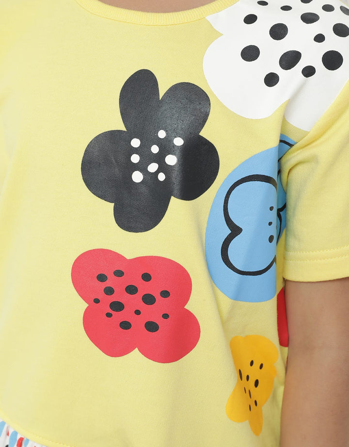 Little M T-Shirt Flower Screen Printing for Girls