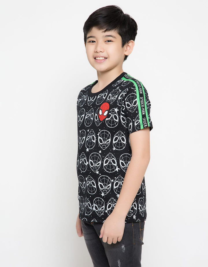 Marvel Spiderman Face Boys Neon Fullprint T-Shirt