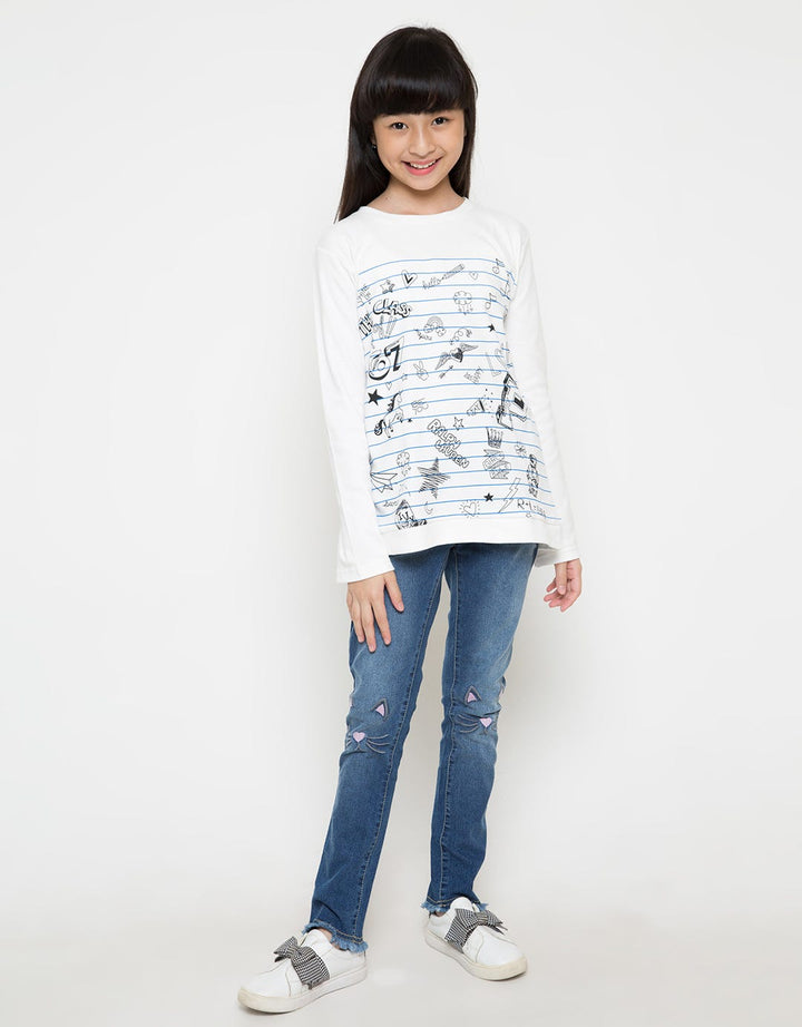LS TOP KNIT PRT DOOD