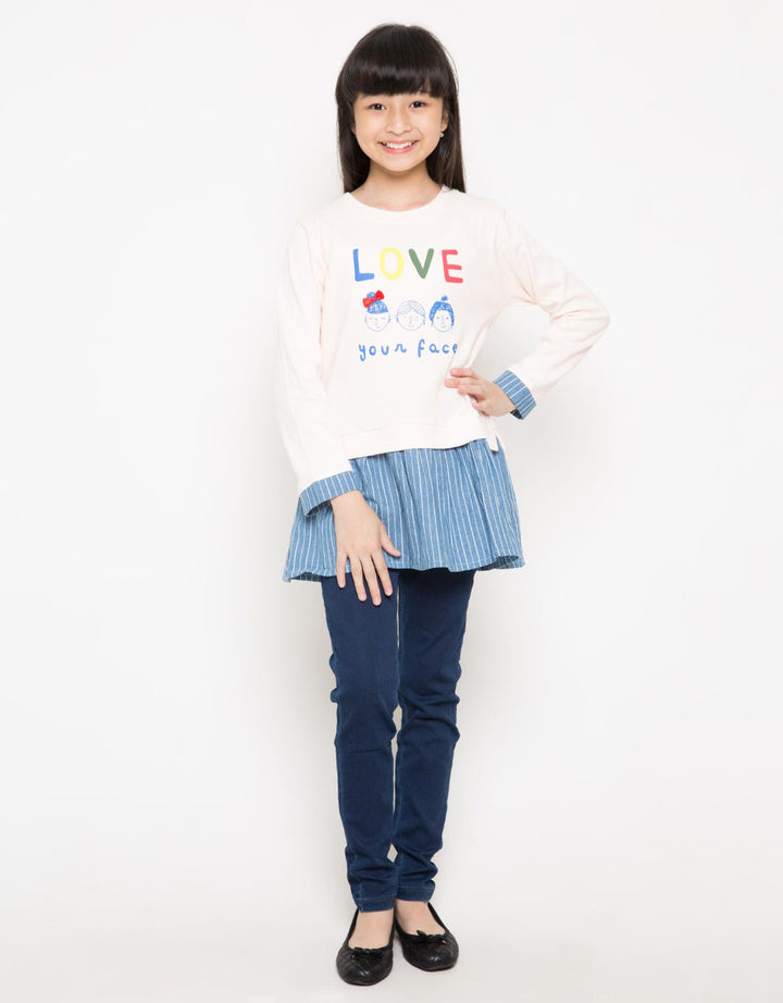 Nevada Stripe Love Kaos Anak Perempuan