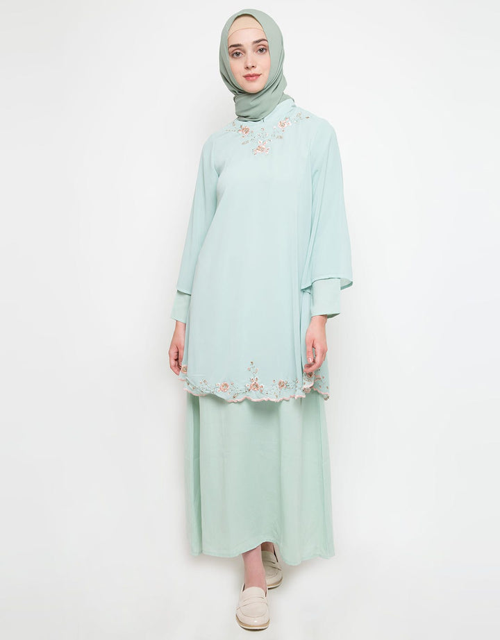 Annisa Gamis Lengan Panjang Bordir Pastel